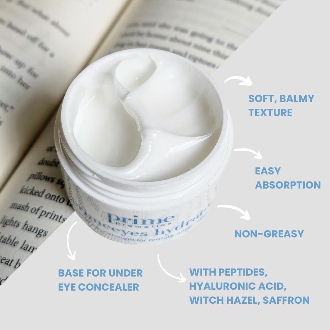 PRIME PROMETICS PrimeEyes Hydrate Under Eye Cream for Mature Women – Hydrating Eye Cream for Dark Circles and Wrinkle Repair – Soft, Glowing & Healthy Under Eyes PRIME PROMETICS