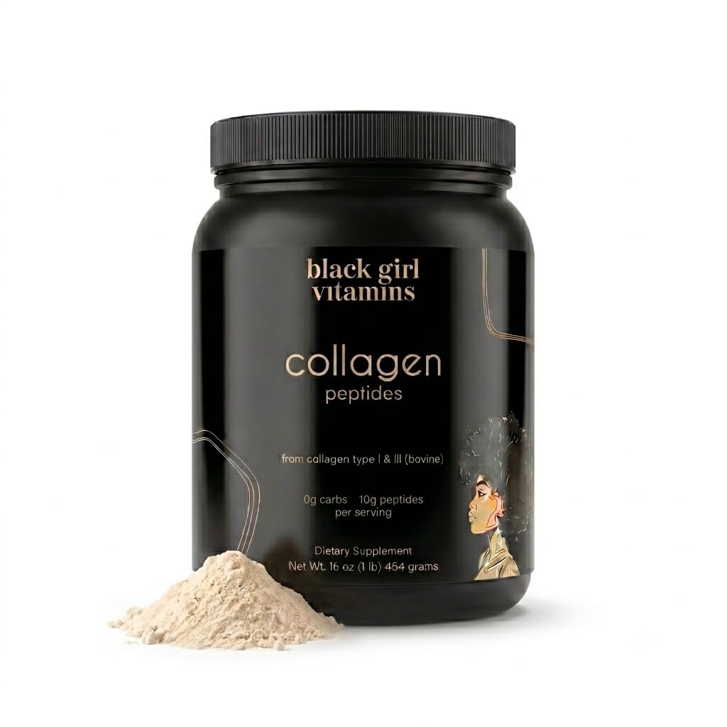 Black Girl Vitamins | Collagen Peptides Powder - Collagen for Skin, Hair & Nails - Unflavored Hydrolyzed Collagen Powder, Dairy-Free, Gluten-Free Collagen for Women and Men - 16oz Black Girl Vitamins