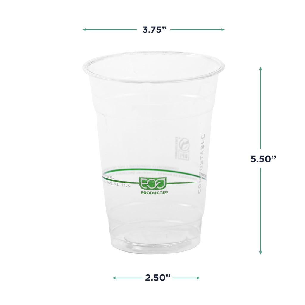 ECO PRODUCTS GreenStripe 16 oz Clear Cold Cups, Plant-Based PLA Disposable Cups for Iced Coffee, Smoothies & Cold Beverages, Foodservice, Restaurant, Catering & Office Use, BPI Certified, 1000 Count ECO PRODUCTS