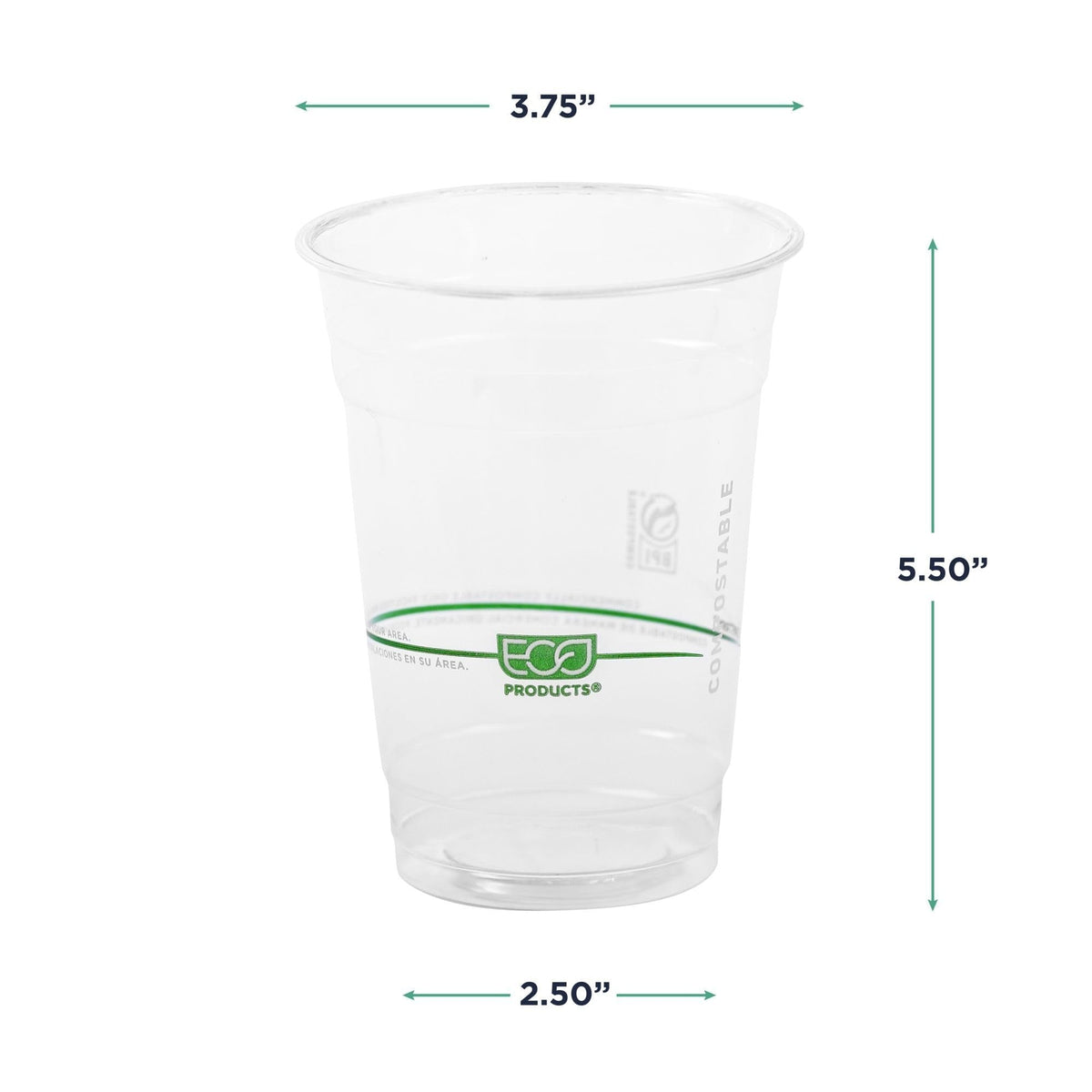 ECO PRODUCTS GreenStripe 16 oz Clear Cold Cups, Plant-Based PLA Disposable Cups for Iced Coffee, Smoothies & Cold Beverages, Foodservice, Restaurant, Catering & Office Use, BPI Certified, 1000 Count ECO PRODUCTS