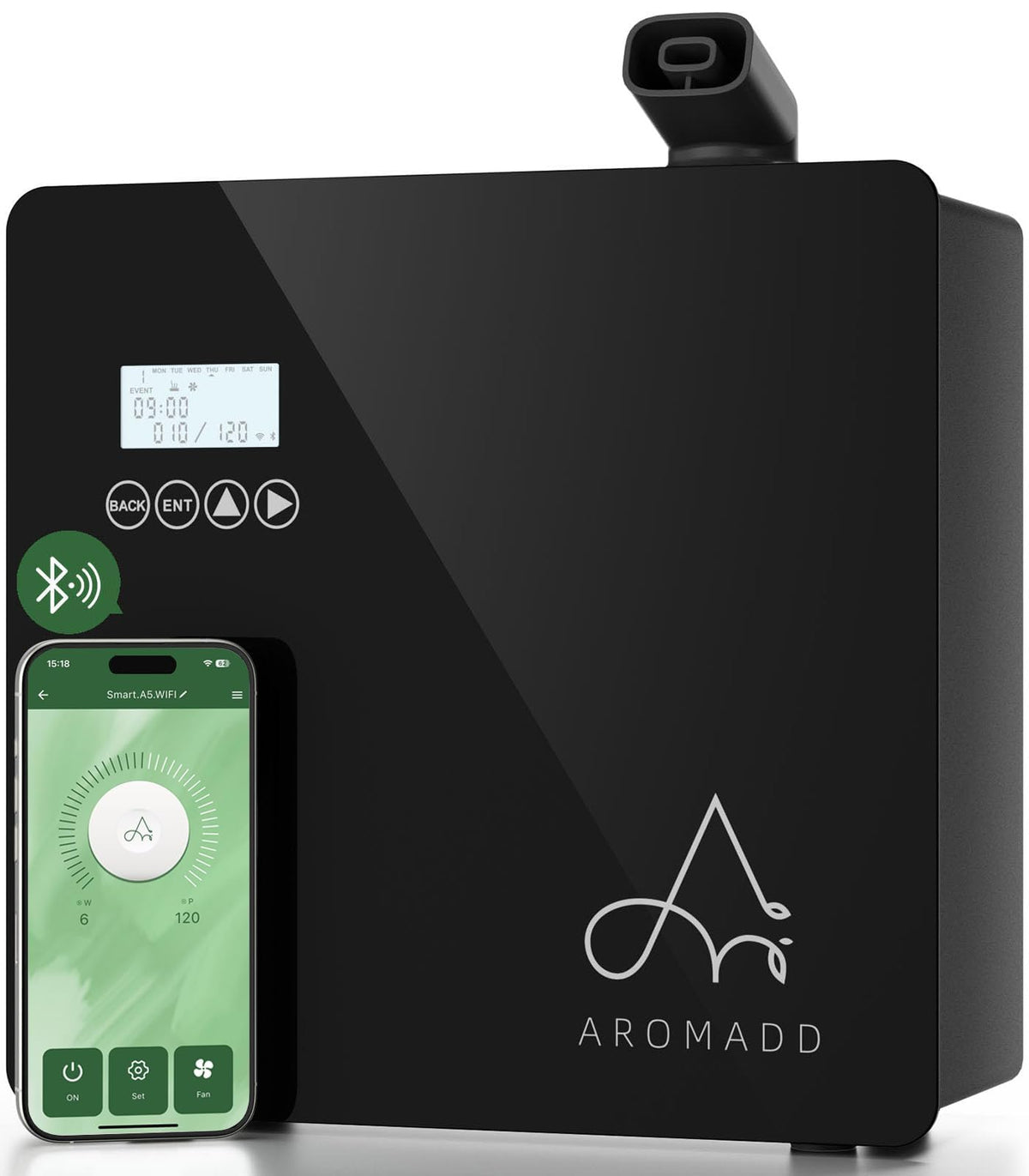 2025 Upgraded 3500 Sq.Ft Smart Scent Diffuser - HVAC System, Whole House Aroma & Hotel Collection Diffuser, Waterless Essential Oil Diffuser for Home Large Room, Cold Air Tech, 600mL (Black) Aromadd