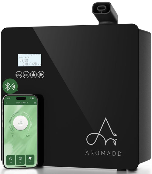 2025 Upgraded 3500 Sq.Ft Smart Scent Diffuser - HVAC System, Whole House Aroma & Hotel Collection Diffuser, Waterless Essential Oil Diffuser for Home Large Room, Cold Air Tech, 600mL (Black) Aromadd