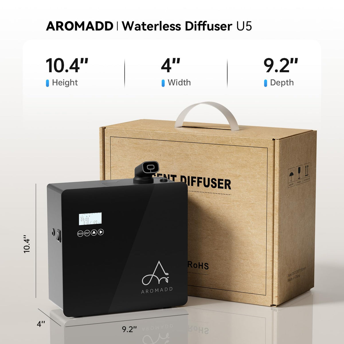 2025 Upgraded 3500 Sq.Ft Smart Scent Diffuser - HVAC System, Whole House Aroma & Hotel Collection Diffuser, Waterless Essential Oil Diffuser for Home Large Room, Cold Air Tech, 600mL (Black) Aromadd