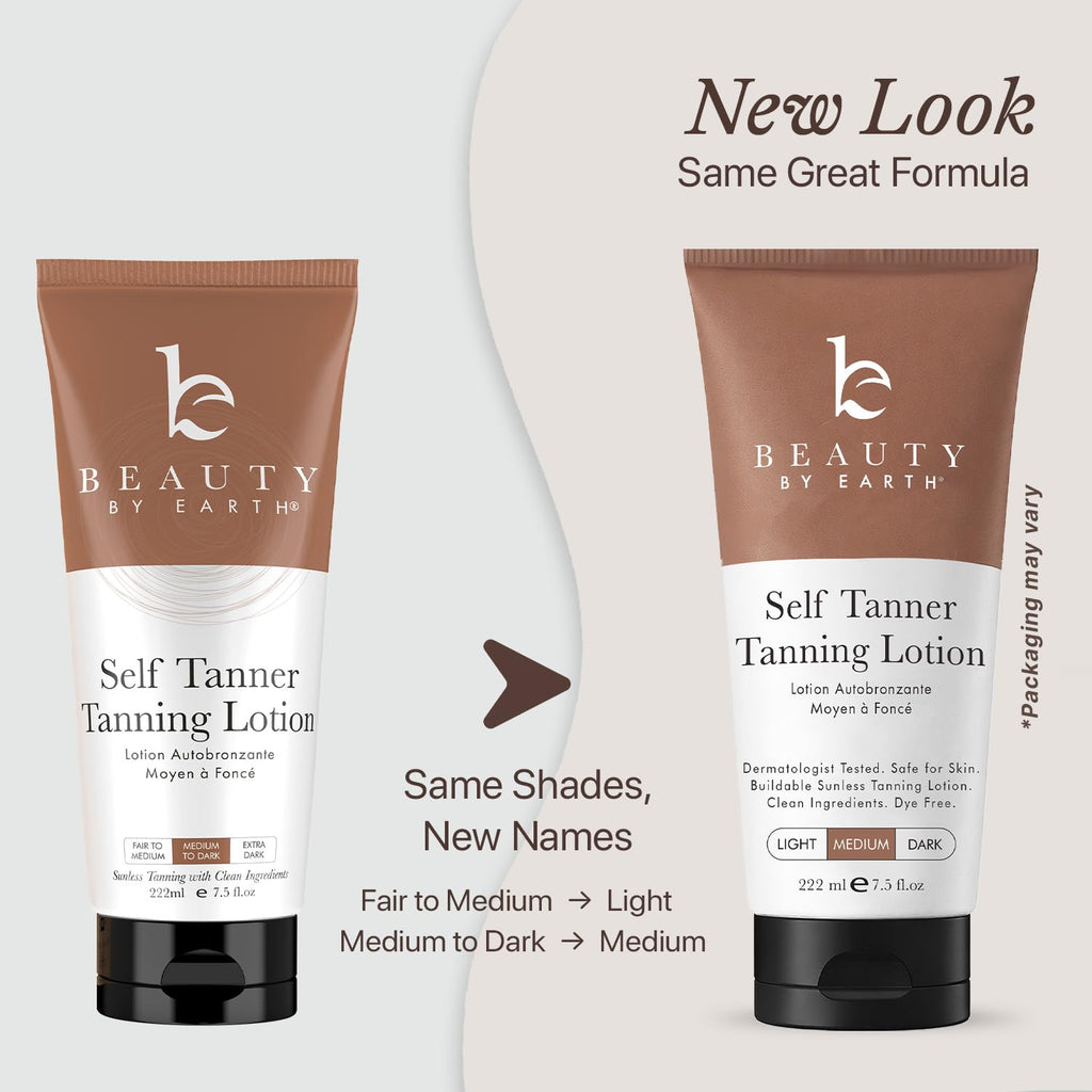 Beauty by Earth Self Tanner - USA Made with Natural & Organic Ingredients, Moisturizing Self Tanning Lotion with Aloe Vera & Coconut for a Natural Glow, Streak-Free Fake Tan (Medium) Beauty by Earth