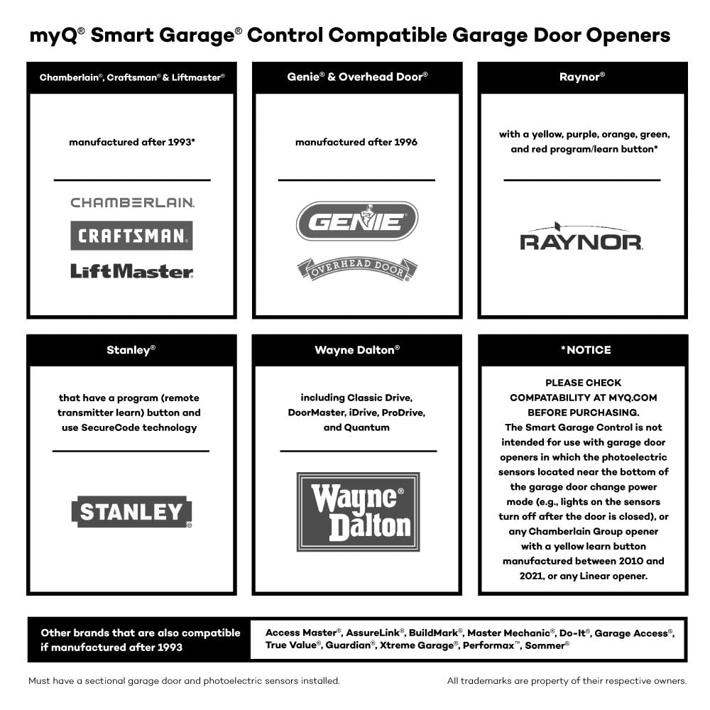 CHAMBERLAIN Smart Garage Control - Wireless Garage Hub and Sensor with Wifi & Bluetooth - Smartphone Controlled, myQ-G0401-ES, White CHAMBERLAIN