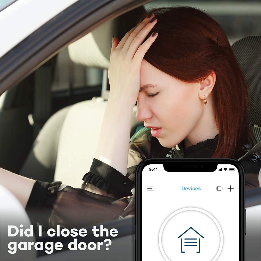CHAMBERLAIN Smart Garage Control - Wireless Garage Hub and Sensor with Wifi & Bluetooth - Smartphone Controlled, myQ-G0401-ES, White CHAMBERLAIN
