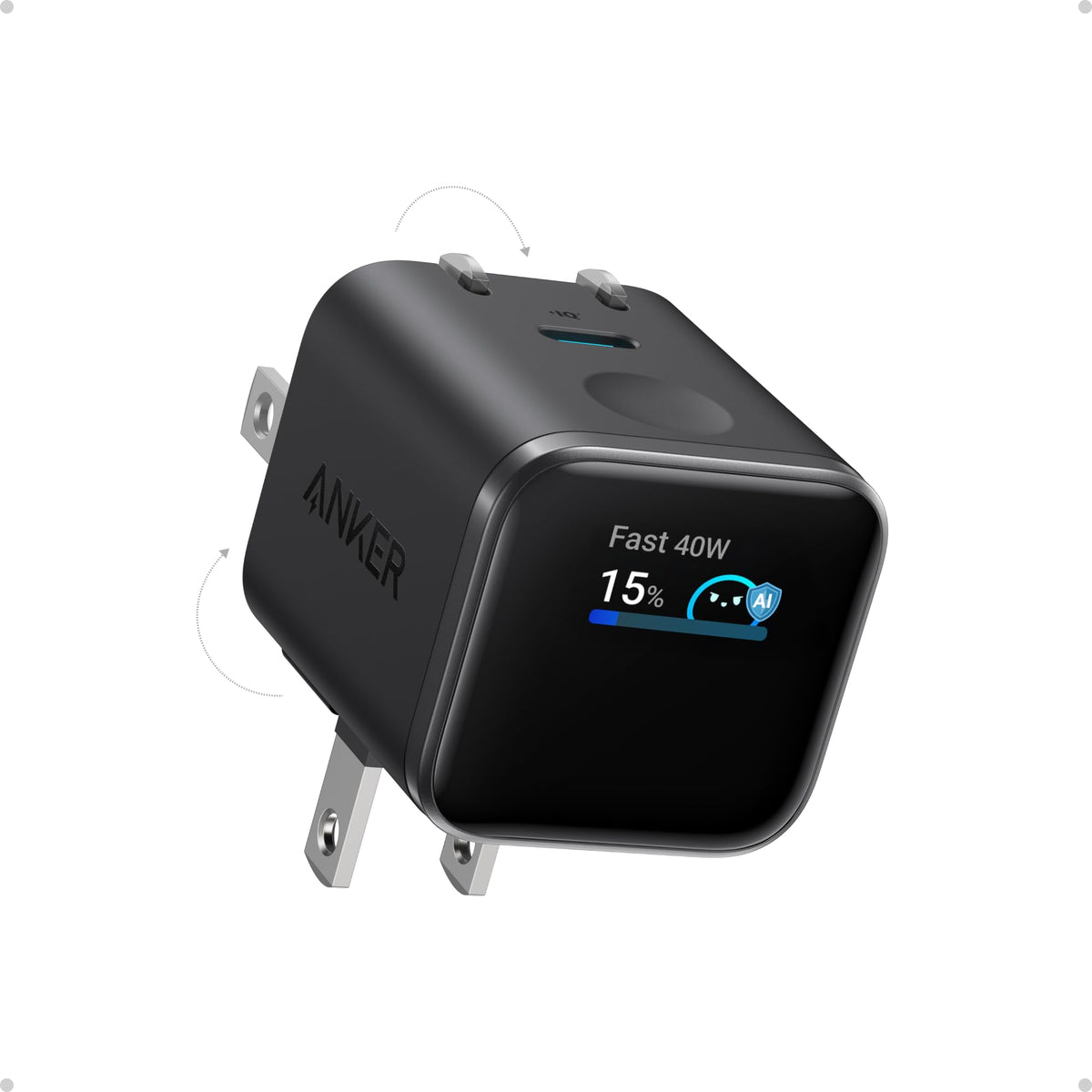 Anker Smart Display Charger, Anker Nano USB C Charger Block, 45W Max GaN Phone Charger,180° Foldable Plug,Smart Recognition,Built-in Care Mode,for iPhone17/16/15(Non-Battery,One USB-C Port,No Cable) Anker