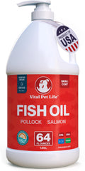 Fish Oil for Dogs, Healthy Skin & Coat Salmon Pollock Liquid Omega 3, 64 oz Vital Pet Life