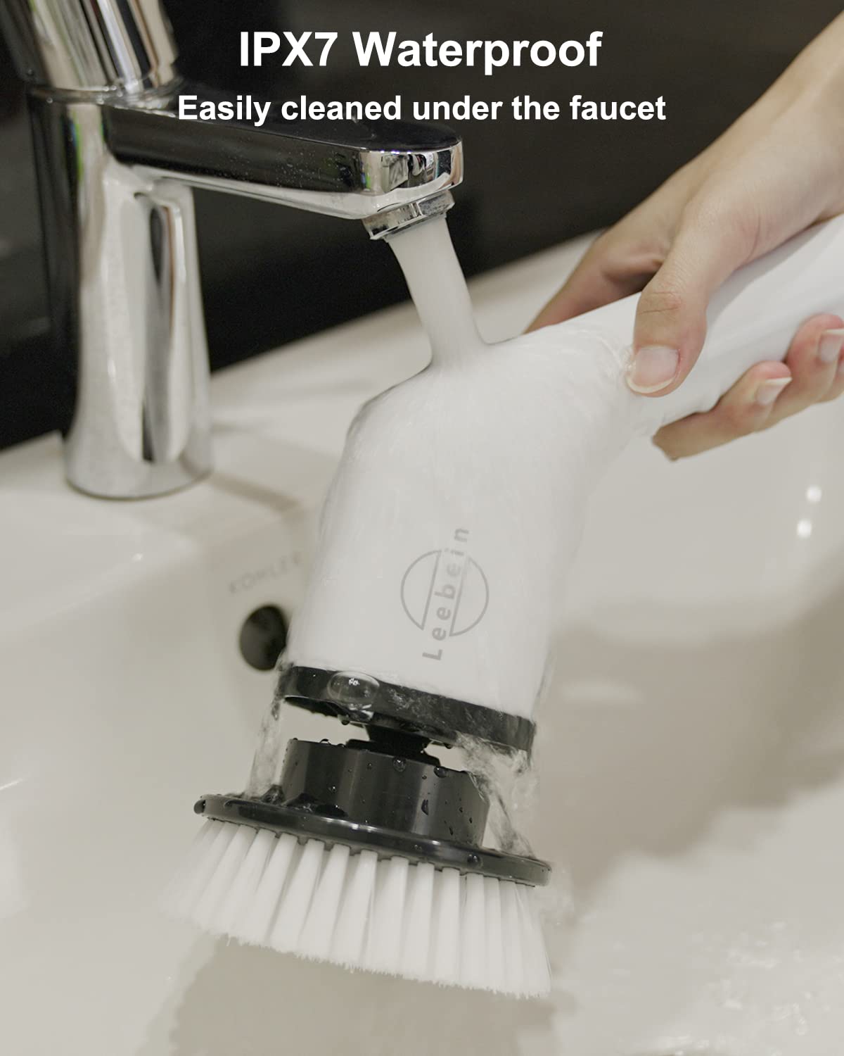 Leebein Electric Spin Scrubber, Cordless Cleaning Brush with 8 Replaceable Brush Heads, Tub and Floor Tile 360 Power Scrubber Dual Speed with Adjustable & Detachable Handle for Bathroom Kitchen Car Leebein