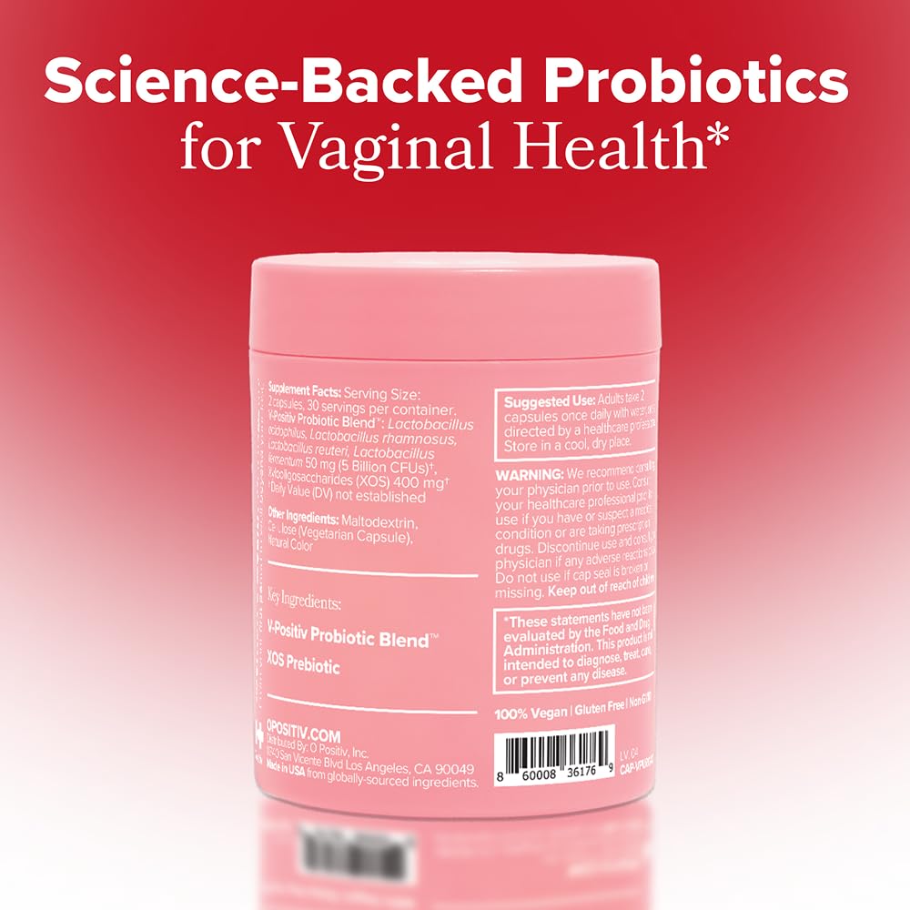 O Positiv URO Vaginal Probiotics for Women pH Balance with Prebiotics & Lactobacillus – Vaginal Health Supplement – Support Healthy Vaginal Odor & Flora, 60 Count (Pack of 1), 1 Month Supply O Positiv