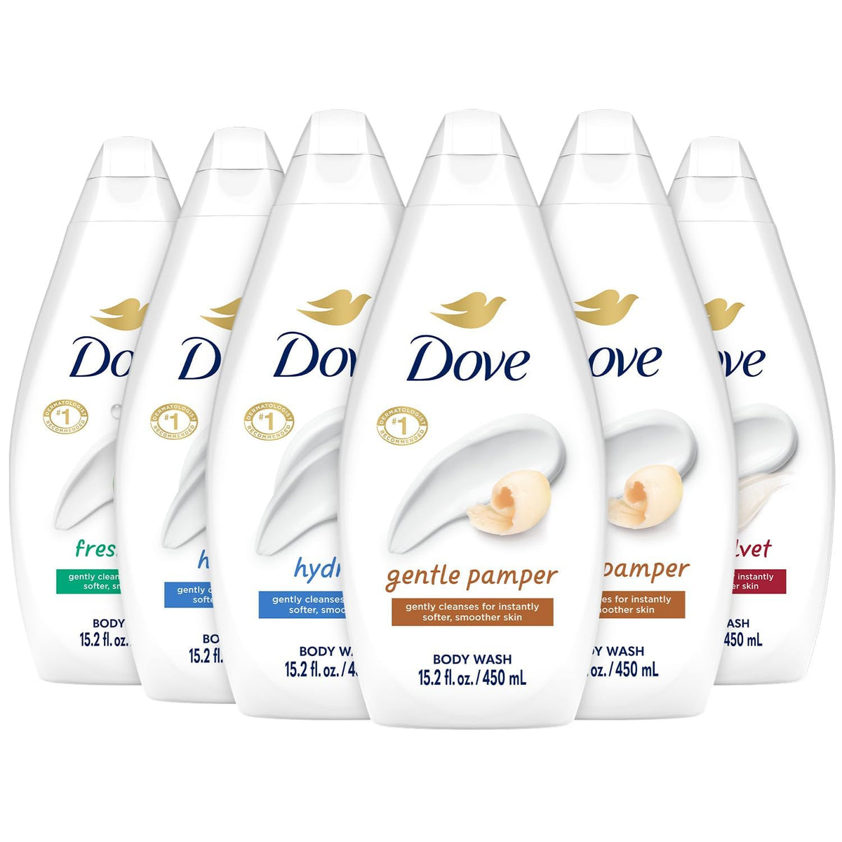Dove Moisturizing Body Wash, Variety 6-Pack, 15.2 Oz Ea Dove