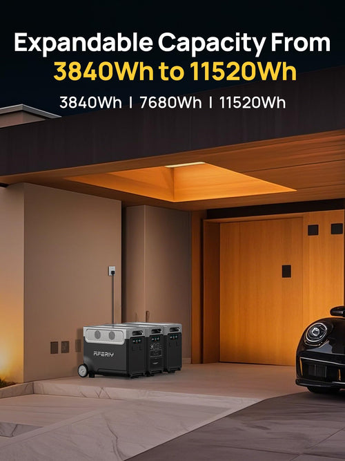 AFERIY 11520Wh Portable Power Station,P310 with 2 Extra Battery,120V 3600W Expandable Capacity LiFePO4 Battery Backup,Solar Generator for Home Use,Outdoor Camping,Power Outage,Camping,RV,Emergencies AFERIY