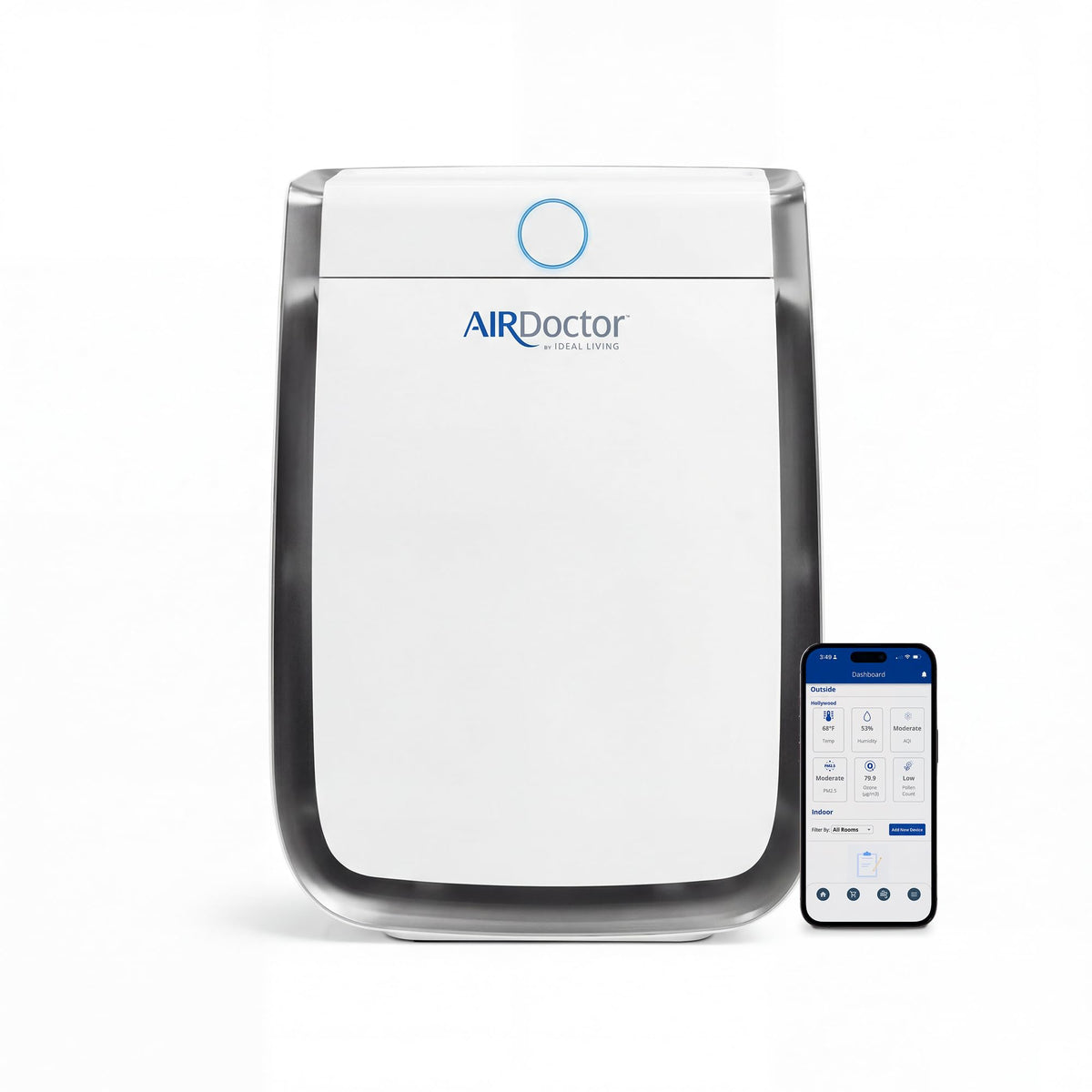 AIRDOCTOR AD3500 Smart App Air Purifier. Cleans Bedrooms, Large Rooms Up to 2,520 ft2. Removes Smoke, Dust, Pet Hair, Odors, Pollen. Hospital-Grade UltraHEPA, Premium Carbon Filtration AIRDOCTOR
