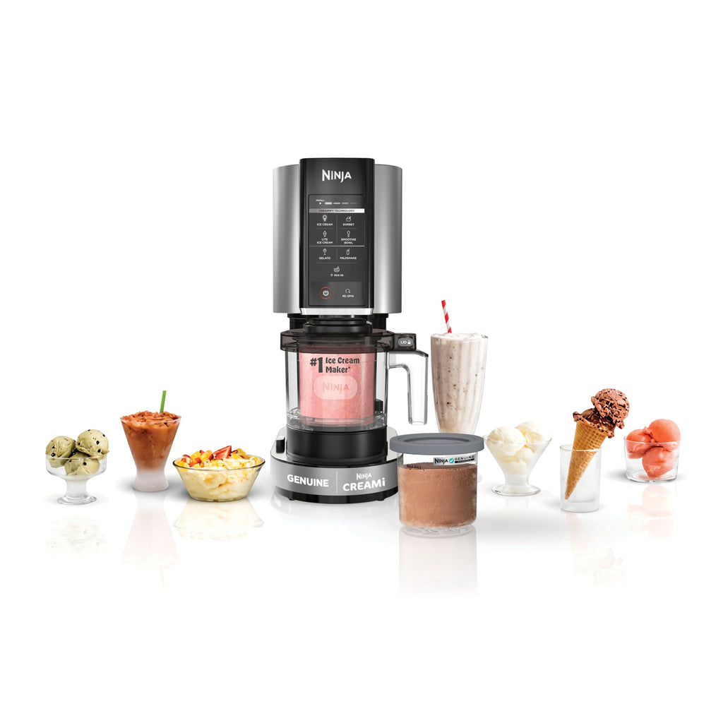 Ninja NC301 CREAMi Ice Cream Maker, for Gelato, Mix-ins, Milkshakes, Sorbet, Smoothie Bowls & More, 7 One-Touch Programs, with (2) Pint Containers & Lids, Compact Size, Perfect for Kids, Silver Ninja