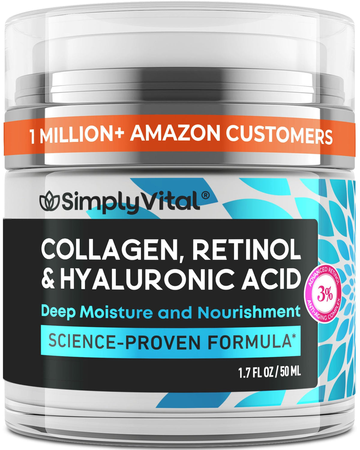Anti-Aging Face Moisturizer with Retinol, Collagen & Hyaluronic Acid - Moisturizer Face Cream for Women & Men - Visibly Firming & Hydrating Neck Cream - Day & Night Skin Care - 1.7 fl oz SimplyVital
