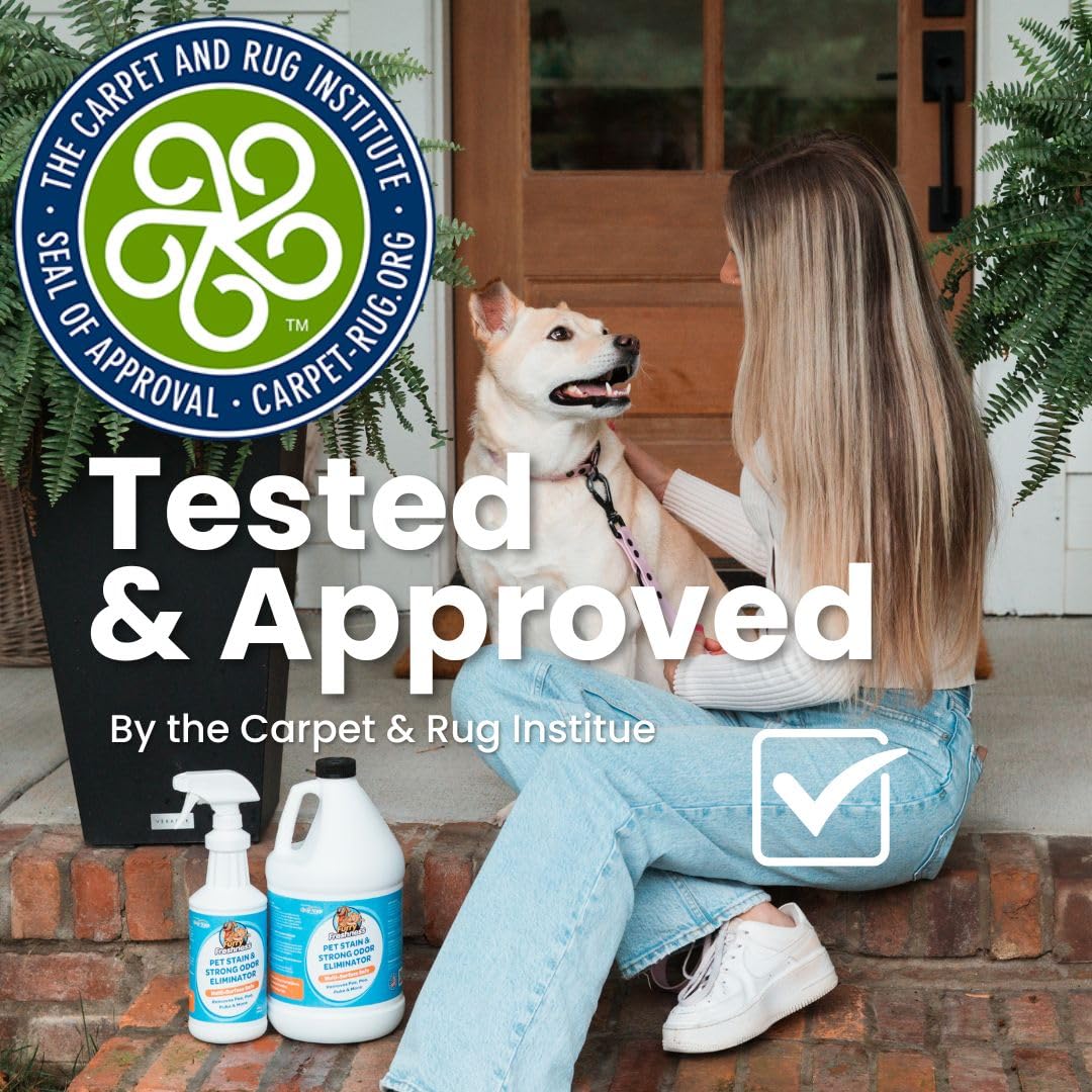 FurryFreshness Extra Strength Cat or Dog Pee Stain & Permanent Odor Remover + Smell Eliminator -Removes Stains from Pets & Kids Including Urine or Blood- Lifts Old Carpet Stains- 32oz Spray FurryFreshness