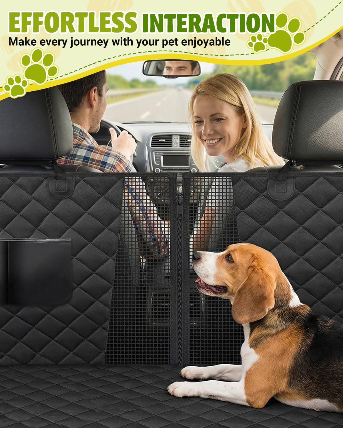 Dog Car Seat Cover, 600D Heavy Dute Car Seat Cover for Dogs Pets, 100% Waterproof Anti-Scratch Nonslip Dog Hammock for Cars, Seat Covers Protector with SeatBelt for Sedan SUV Truck Standard Black Victoper