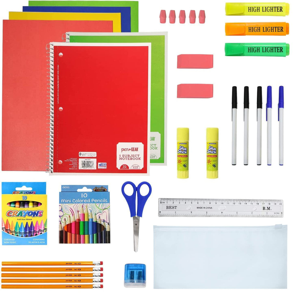 Moda West 12 Pack 17” Bulk Sport Backpacks with 52 Piece School Supplies Kits, 12 Styles Moda West