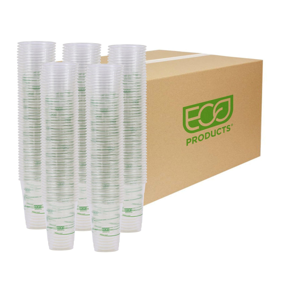 ECO PRODUCTS GreenStripe 16 oz Clear Cold Cups, Plant-Based PLA Disposable Cups for Iced Coffee, Smoothies & Cold Beverages, Foodservice, Restaurant, Catering & Office Use, BPI Certified, 1000 Count ECO PRODUCTS