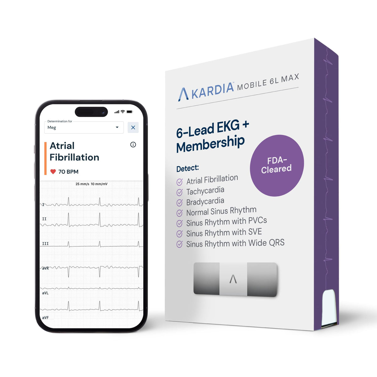 KardiaMobile 6L Max EKG Monitor, Includes One-Year KardiaCare Membership, FDA-Cleared Heart Monitor, Medical-Grade Results in 30 Seconds, Unlimited Recordings, Works with Smartphones and Tablets AliveCor