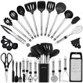 Kitchen Utensil Set-Silicone Cooking Utensils-33 Kitchen Gadgets & Spoons for Nonstick Cookware-Silicone and Stainless Steel Spatula Set-Best Kitchen Tools, Useful Pots and Pans Accessories BESTZMWK