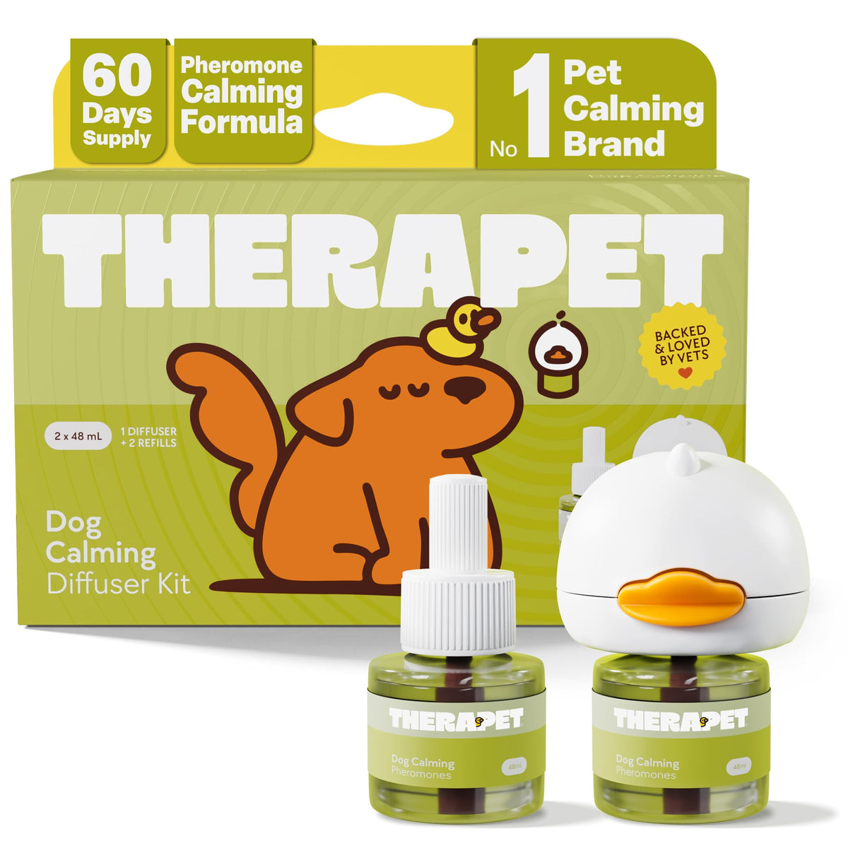 TheraPetMD 60-Day Dog Calming Diffuser Kit - Dog Pheromone Diffuser for Stress, Destructive Behavior, Pee Accidents, Separation Anxiety, Barking, Aggression & Chewing - 60-Day Refills Included TheraPetMD