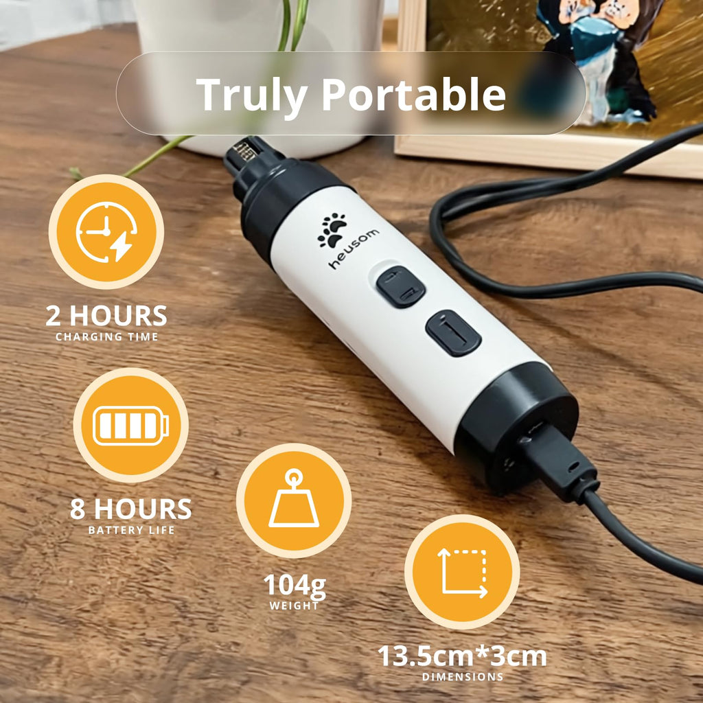 Heusom Silent Groom Pro Pet Nail Grinder | Whisper Quiet Claw Trimmer for Dogs, Cats and Other Animals | Safe & Stress Free Nail Grooming, Ideal for Sensitive Dogs of All Breeds & Sizes Heusom