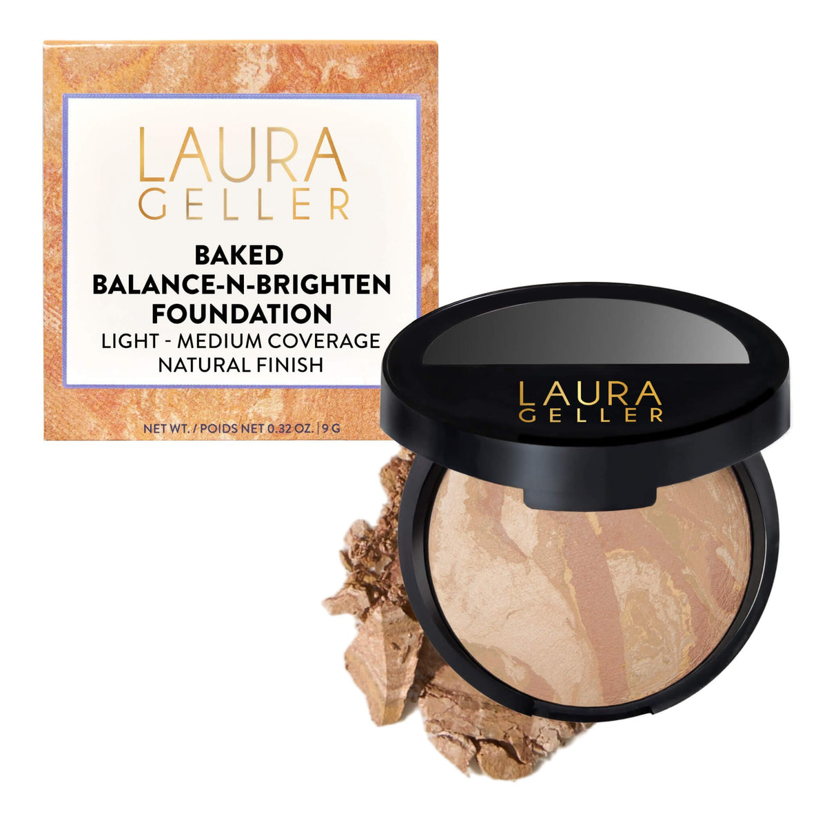 LAURA GELLER NEW YORK Award-Winning Baked Balance-n-Brighten Color Correcting Powder Foundation – Handmade in Italy – Buildable Coverage, Matte Finish – For Mature & Sensitive Skin – 03 Light LAURA GELLER NEW YORK