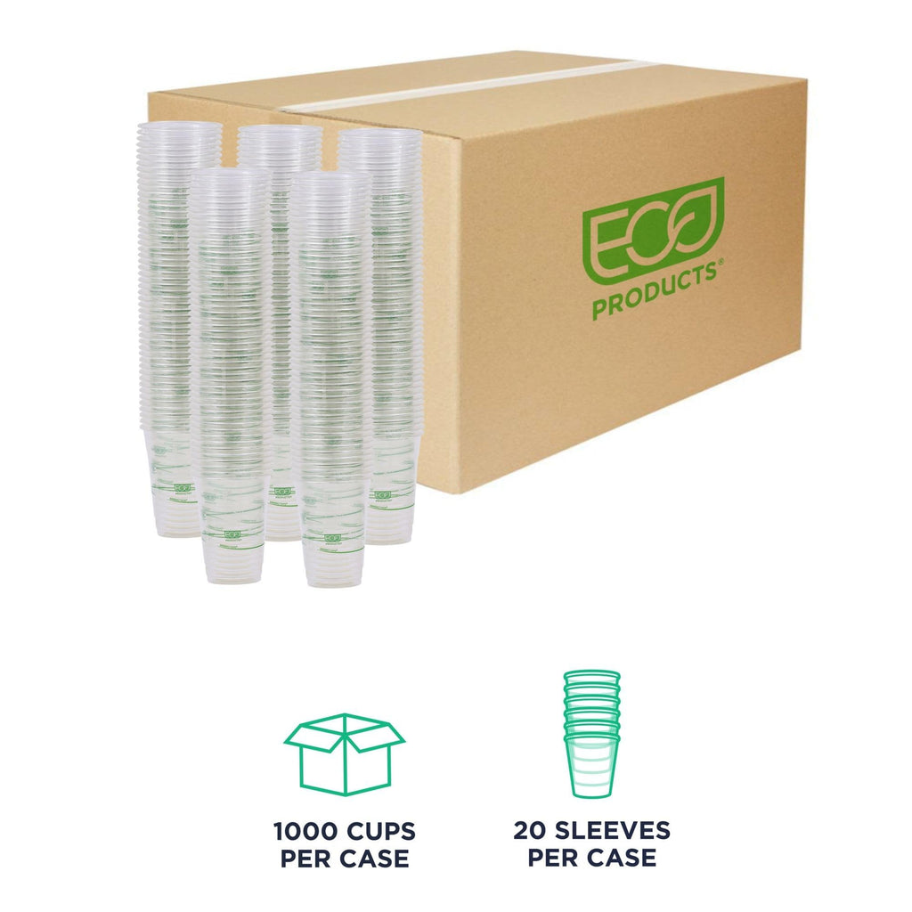 ECO PRODUCTS GreenStripe 16 oz Clear Cold Cups, Plant-Based PLA Disposable Cups for Iced Coffee, Smoothies & Cold Beverages, Foodservice, Restaurant, Catering & Office Use, BPI Certified, 1000 Count ECO PRODUCTS