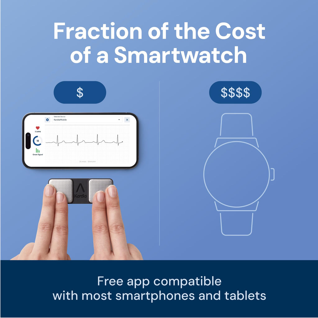 KardiaMobile 1-Lead EKG Monitor, Medical-Grade FDA-Cleared Personal Heart Monitor, Detects Normal, AFib & Arrhythmias, 30 Second Results, Works with Most Smartphones, HSA&FSA Eligible KARDIAMOBILE