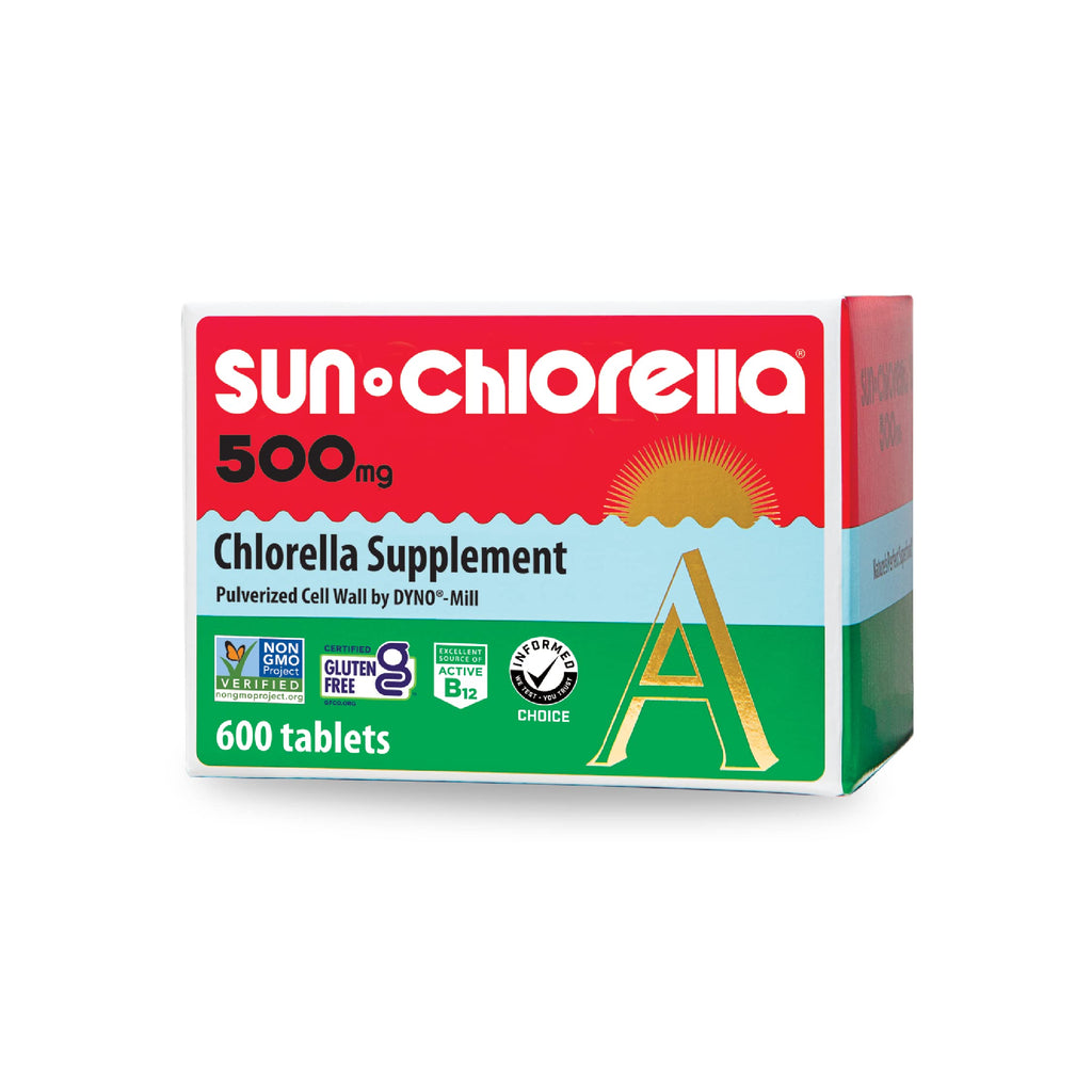 Sun Chlorella 500mg Whole Body Wellness Green Algae Superfood Supplement - Immune Defense, Gut Health, Natural Purification, Energy Boost - Chlorophyll, B12, Iron, Protein - Non-GMO - 600 Tablets Sun Chlorella
