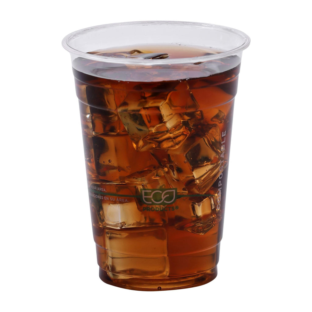 ECO PRODUCTS GreenStripe 16 oz Clear Cold Cups, Plant-Based PLA Disposable Cups for Iced Coffee, Smoothies & Cold Beverages, Foodservice, Restaurant, Catering & Office Use, BPI Certified, 1000 Count ECO PRODUCTS