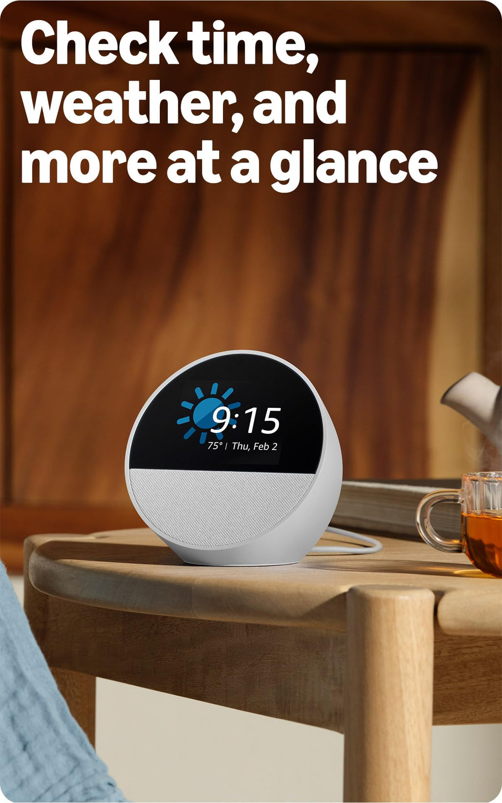 Amazon Echo Spot (newest model), Great for nightstands, offices and kitchens, Smart alarm clock, Designed for Alexa+, Black Amazon