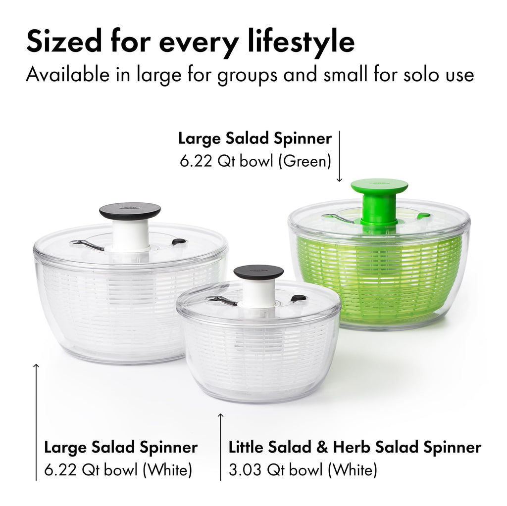 OXO Good Grips Salad Spinner | Lettuce Spinner | Fruit Washer | Fruit Washing Bowl with Strainer | Vegetable Cleaner | Salad Cleaner | Lettuce Washer | 6.22 Quart Capacity OXO