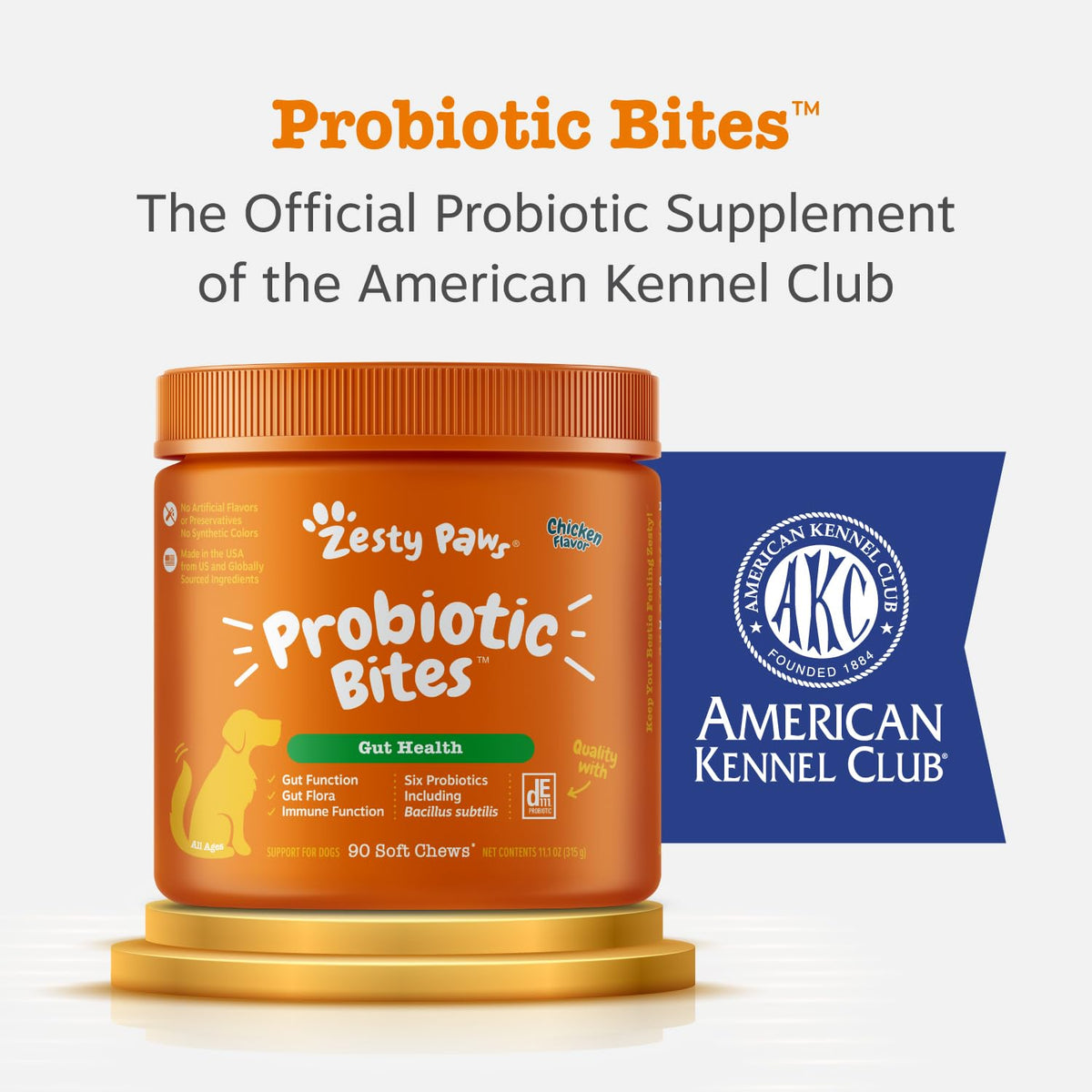 Zesty Paws Probiotics for Dogs - Digestive Enzymes for Gut Flora, Digestive Health, Diarrhea & Bowel Support - Clinically Studied DE111 - Dog Supplement Soft Chew for Pet Immune System - Pumpkin, 90ct Zesty Paws