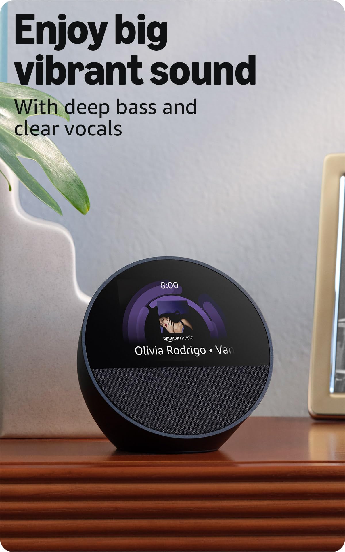 Amazon Echo Spot (newest model), Great for nightstands, offices and kitchens, Smart alarm clock, Designed for Alexa+, Black Amazon