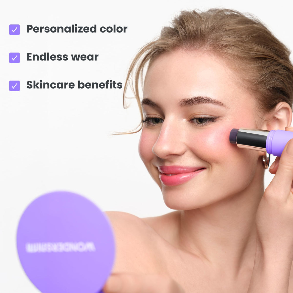 Wonderskin Cream Blush Stick pH-Activated - pHlush Stick Multi-Use, Blush for Cheeks and Lips, Cooling Nourishing Color-Adjusting Makeup Wonderskin