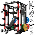RitFit Buffalo Smith Machine, Power cage with LAT-Pull Down System & Cable Crossover System, All-in-One Squat Rack for Home Gym, Power Rack RitFit