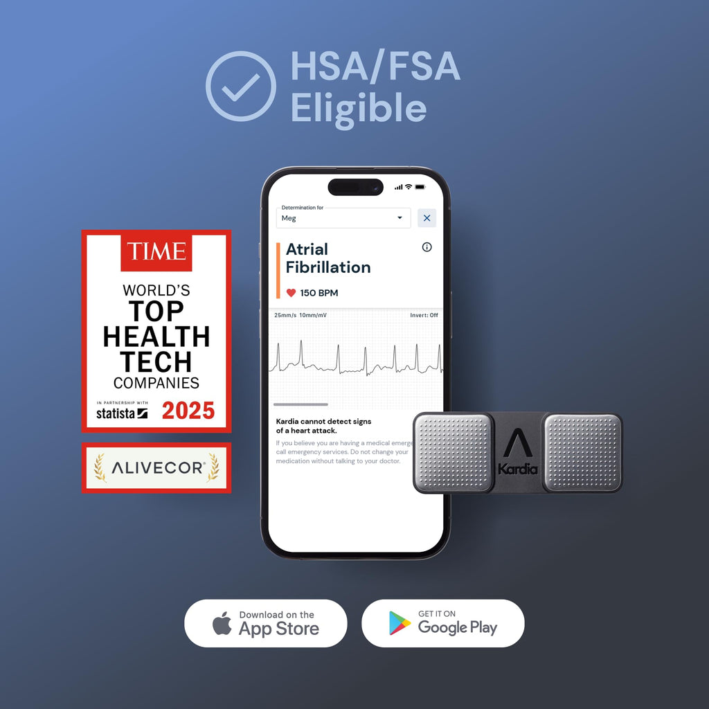 KardiaMobile 1-Lead EKG Monitor, Medical-Grade FDA-Cleared Personal Heart Monitor, Detects Normal, AFib & Arrhythmias, 30 Second Results, Works with Most Smartphones, HSA&FSA Eligible KARDIAMOBILE