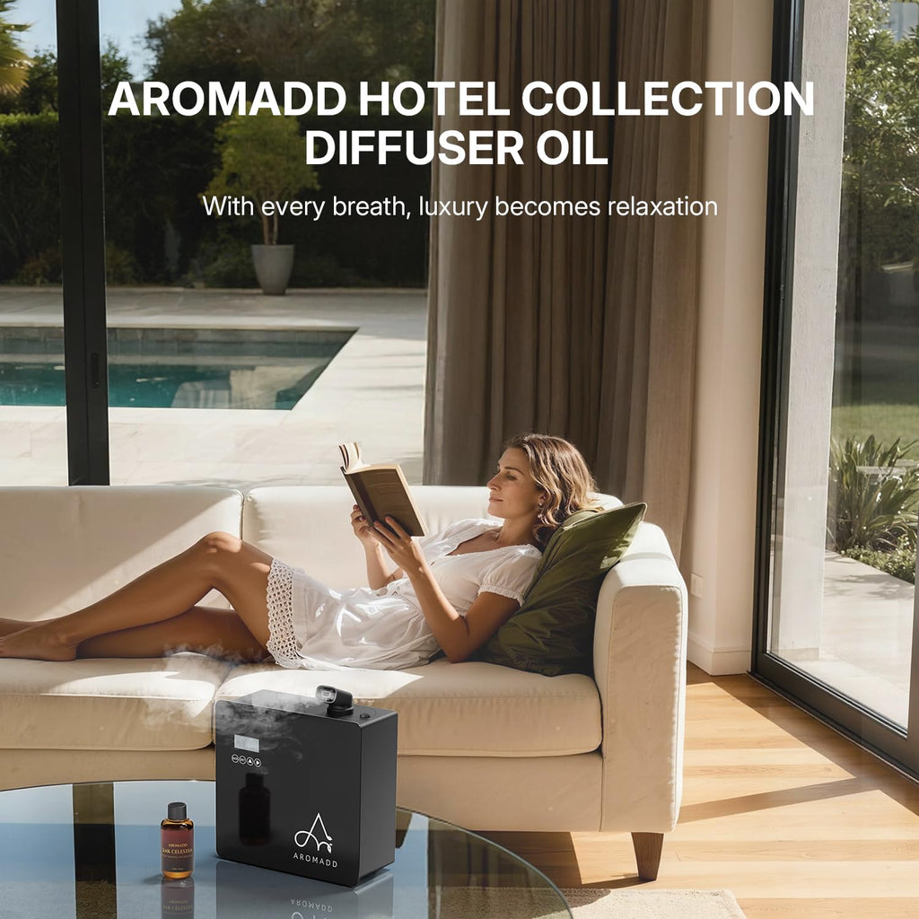 2025 Upgraded 3500 Sq.Ft Smart Scent Diffuser - HVAC System, Whole House Aroma & Hotel Collection Diffuser, Waterless Essential Oil Diffuser for Home Large Room, Cold Air Tech, 600mL (Black) Aromadd