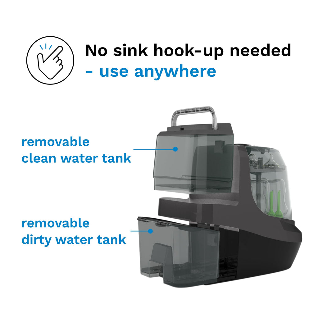 Baby Brezza Bottle Washer Pro - Baby Bottle Washer, Sterilizer + Dryer - All in One Machine Cleans Baby Essentials, Bottles + Pump Parts – Appliance Replaces Bottle Brushes & Drying Racks, Charcoal Baby Brezza
