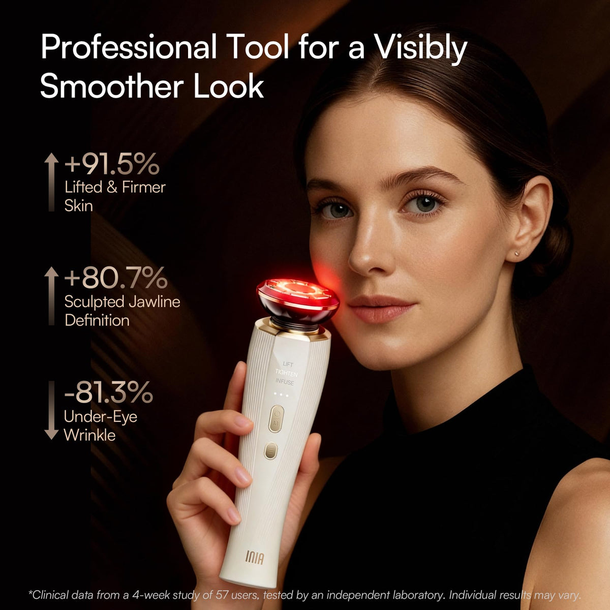 INIA Flare 3-in-1 Red Light Therapy Beauty Device for Face & Neck White INIA