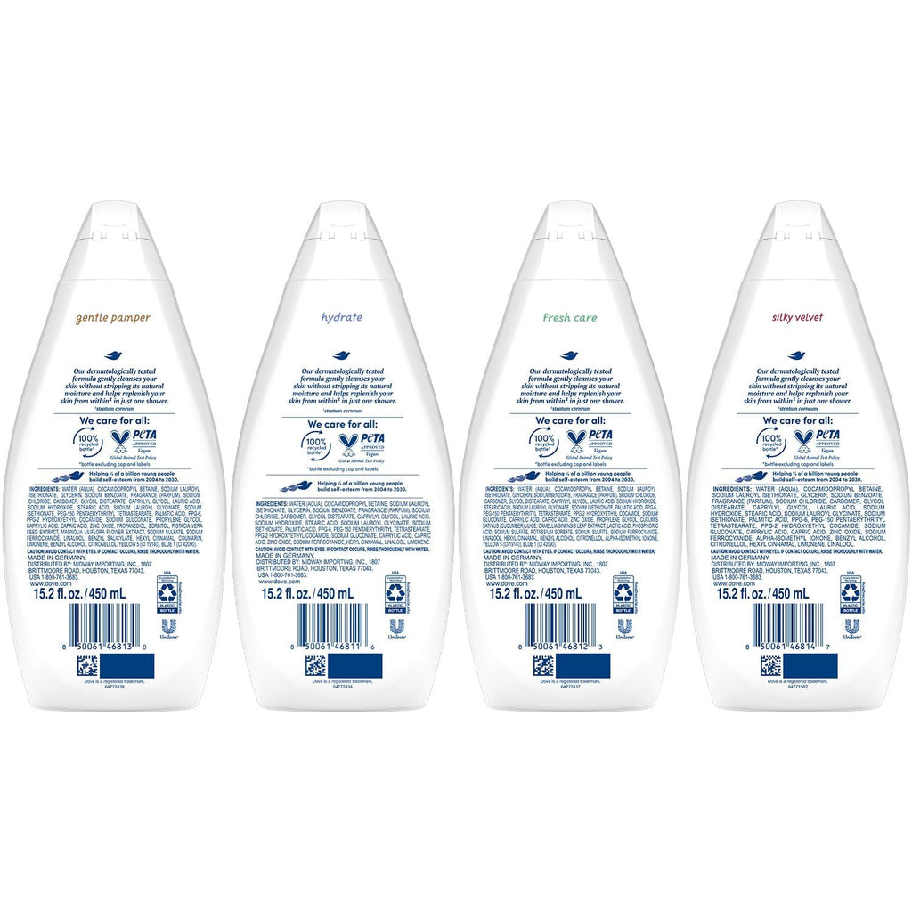 Dove Moisturizing Body Wash, Variety 6-Pack, 15.2 Oz Ea Dove
