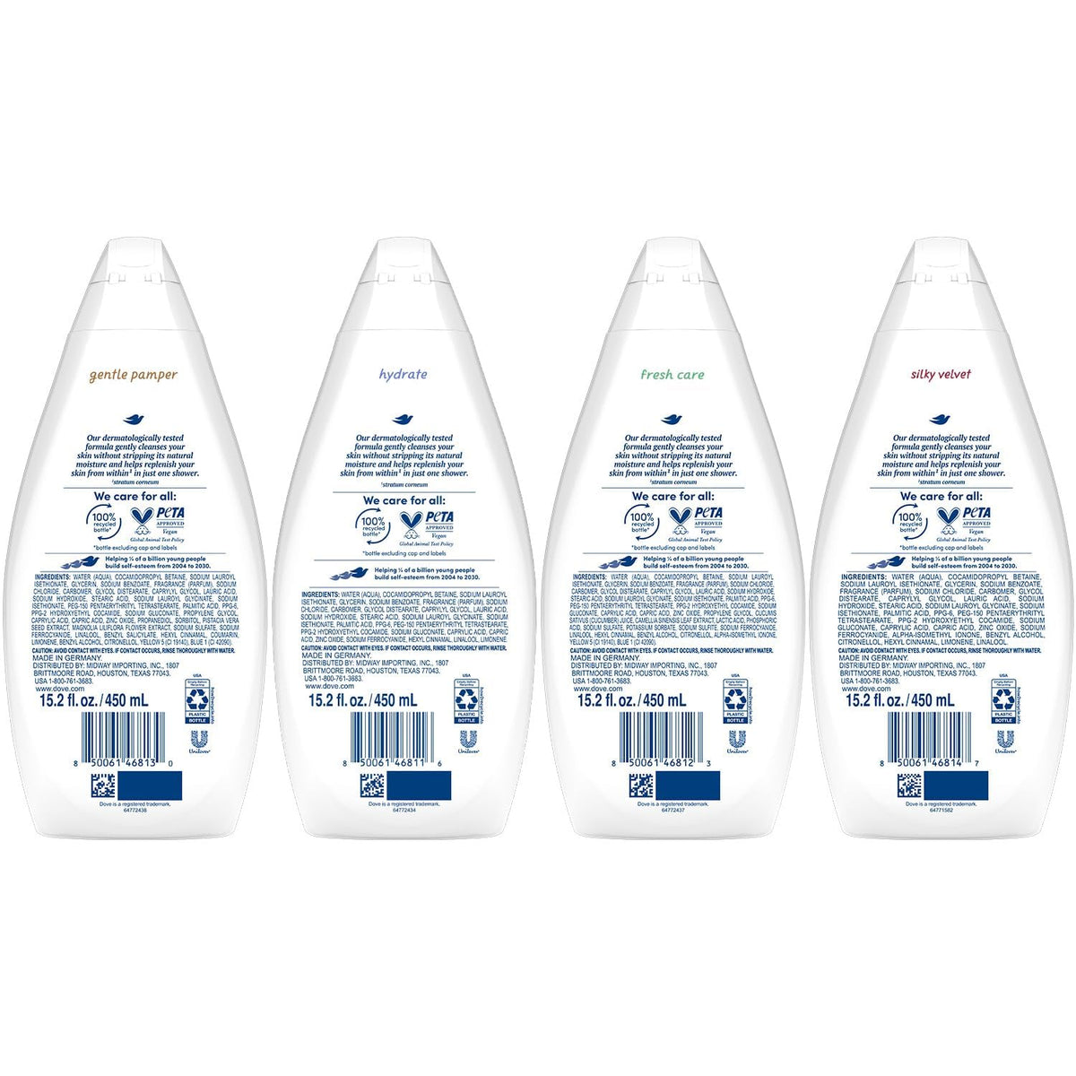 Dove Moisturizing Body Wash, Variety 6-Pack, 15.2 Oz Ea Dove