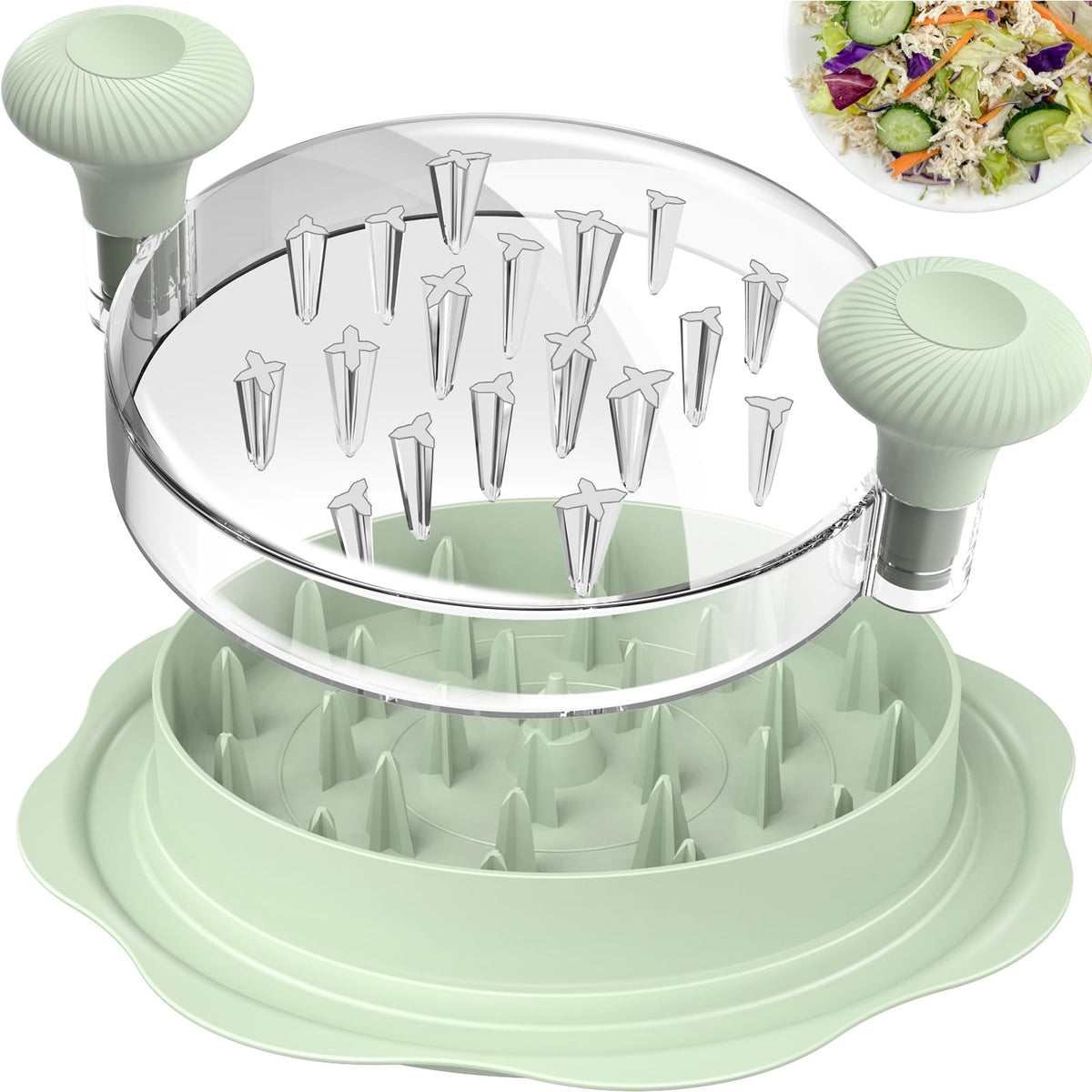 Ukeetap 10" Pro Chicken Shredder Tool Twist Large for Kitchen, BPA-Free Food-Safe Meat Grinder, Visible Chicken Breast Meat Shredder with Strong Anti-Slip Bottom & Ergonomic Handle, Green ukeetap