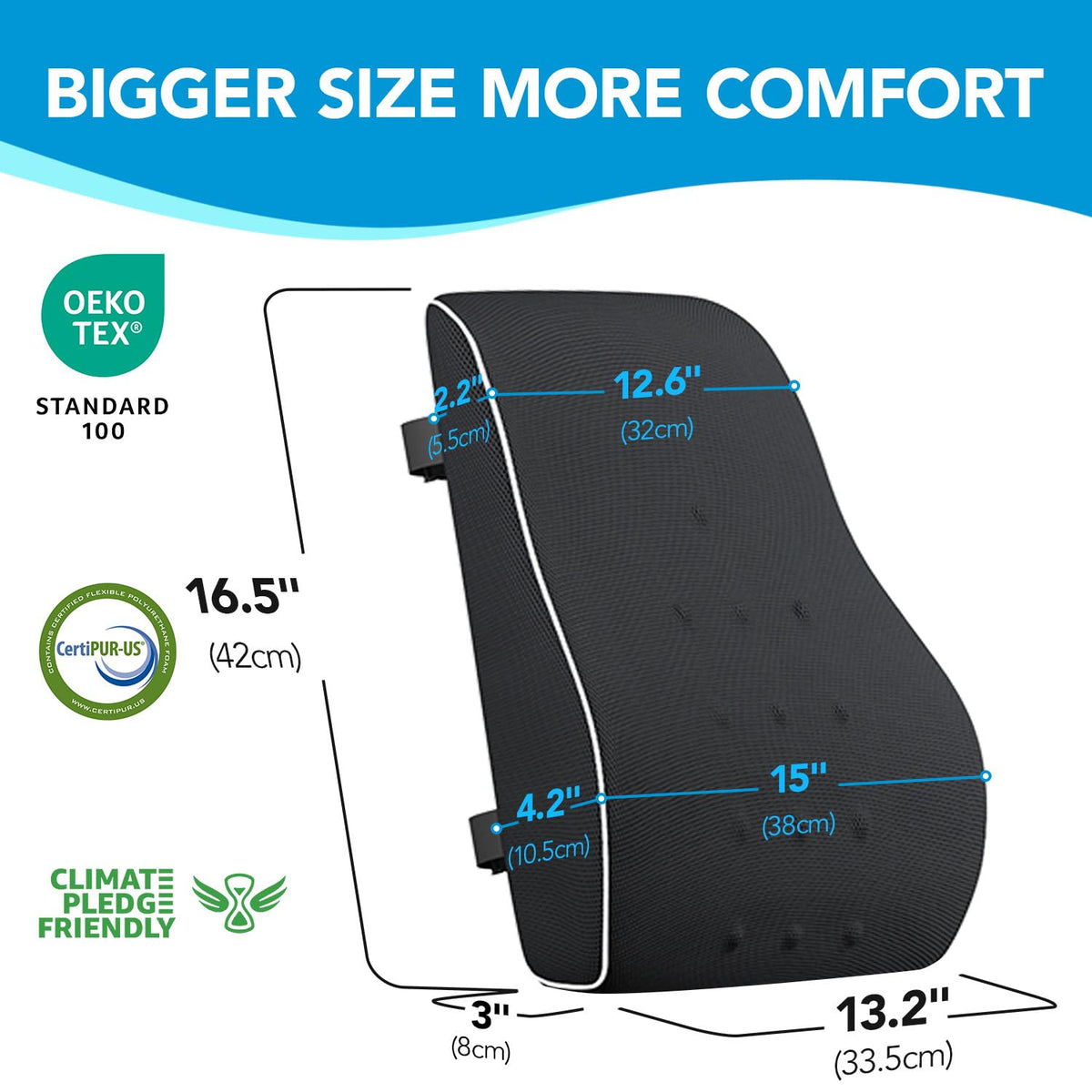 Lumbar Support Pillow for Office Chair, Office Home Essentials,Gifts for Mom,Dad, Back Support Pillow for Car, Chair Cushions,Back Pain Relief Improve Posture,Mesh Cover Double Adjustable Straps Qutool