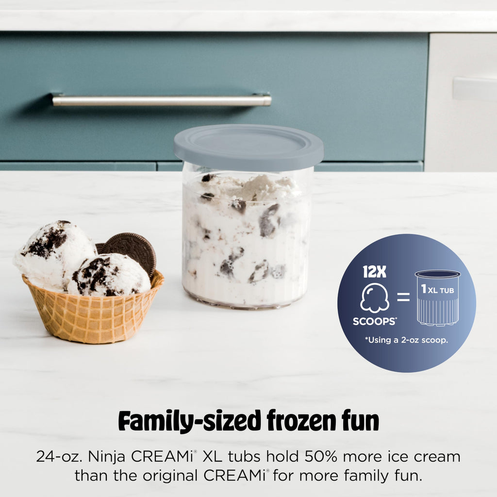 Ninja CREAMi Deluxe Ice Cream Maker | 11-in-1 Create Frozen Desserts, Sorbet, Milkshakes, Yogurt & More | Includes 2 Dishwasher Safe XL 24 Oz. Tubs with storage lids | Silver | NC501 Ninja