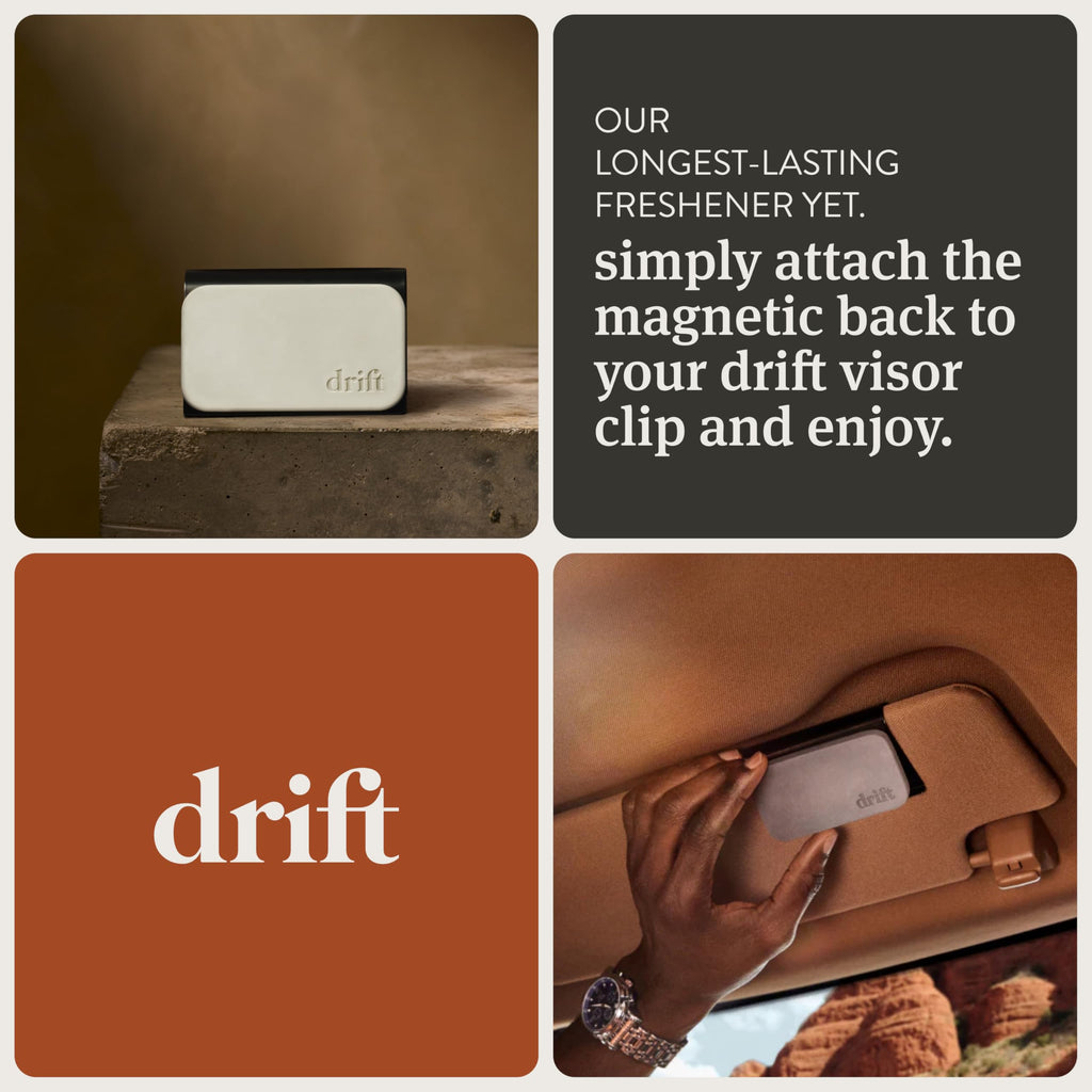 Drift Car Air Freshener - The Original Stone Air Freshener - Car Odor Eliminator - Long Lasting Scent - Metal Clip - Essential Oils - Clean Ingredients - Amber Scent 3 Pack Refill - NO CLIP INCLUDED drift