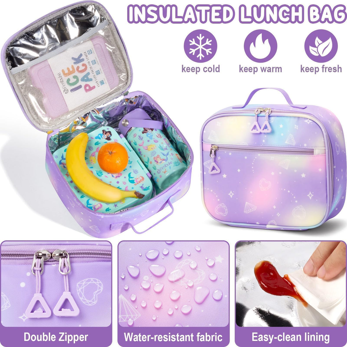 Fimibuke Kids Backpack for School Girls, Waterproof Backpack w/Lunch Box Fimibuke