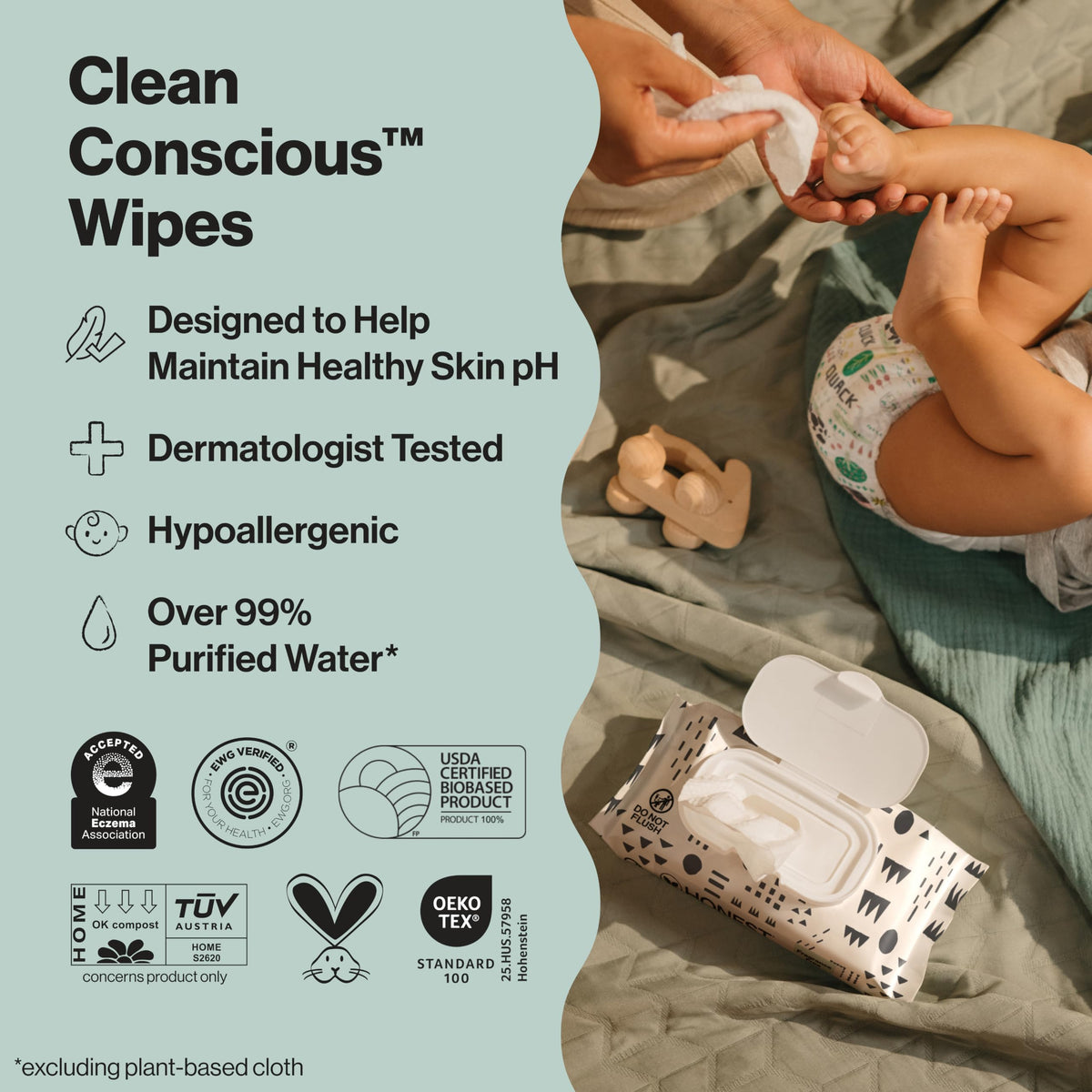 The Honest Company Baby Wipes for Sensitive Skin, Hypoallergenic, Fragrance-Free, Multi-Use, Pattern Play Design, 720 Count (10 Packs of 72) The Honest Company